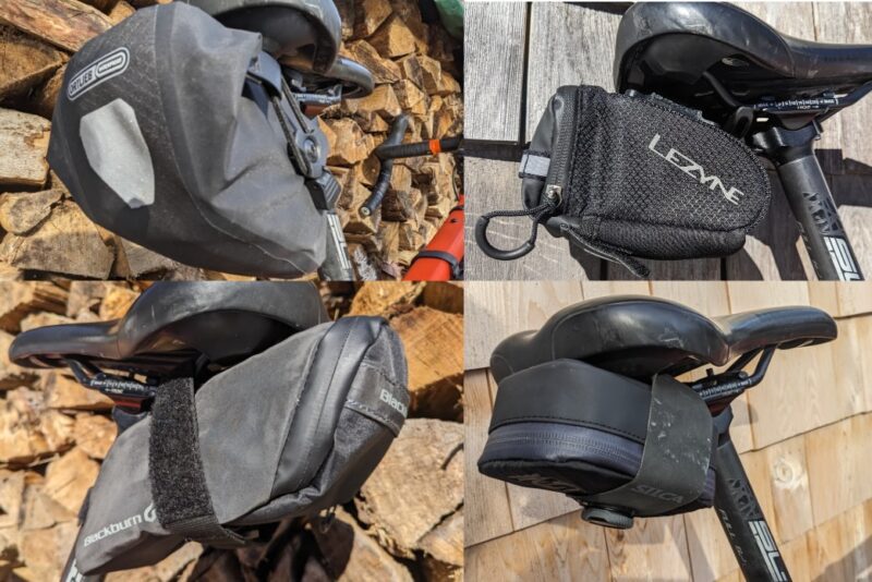 Collage photo of bike saddle bags