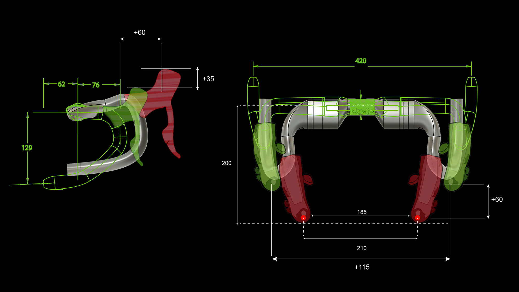 TOOT Ashaa RR 3D-printed stainless steel ultra-narrow aero road racing handlebar vs. conventional bar