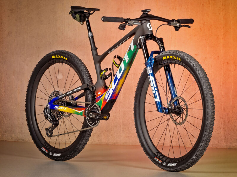 2024 Scott Spark RC x Cape Epic special edition race bike for Nino Schurter & World Bicycle Relief fundraiser, complete angled