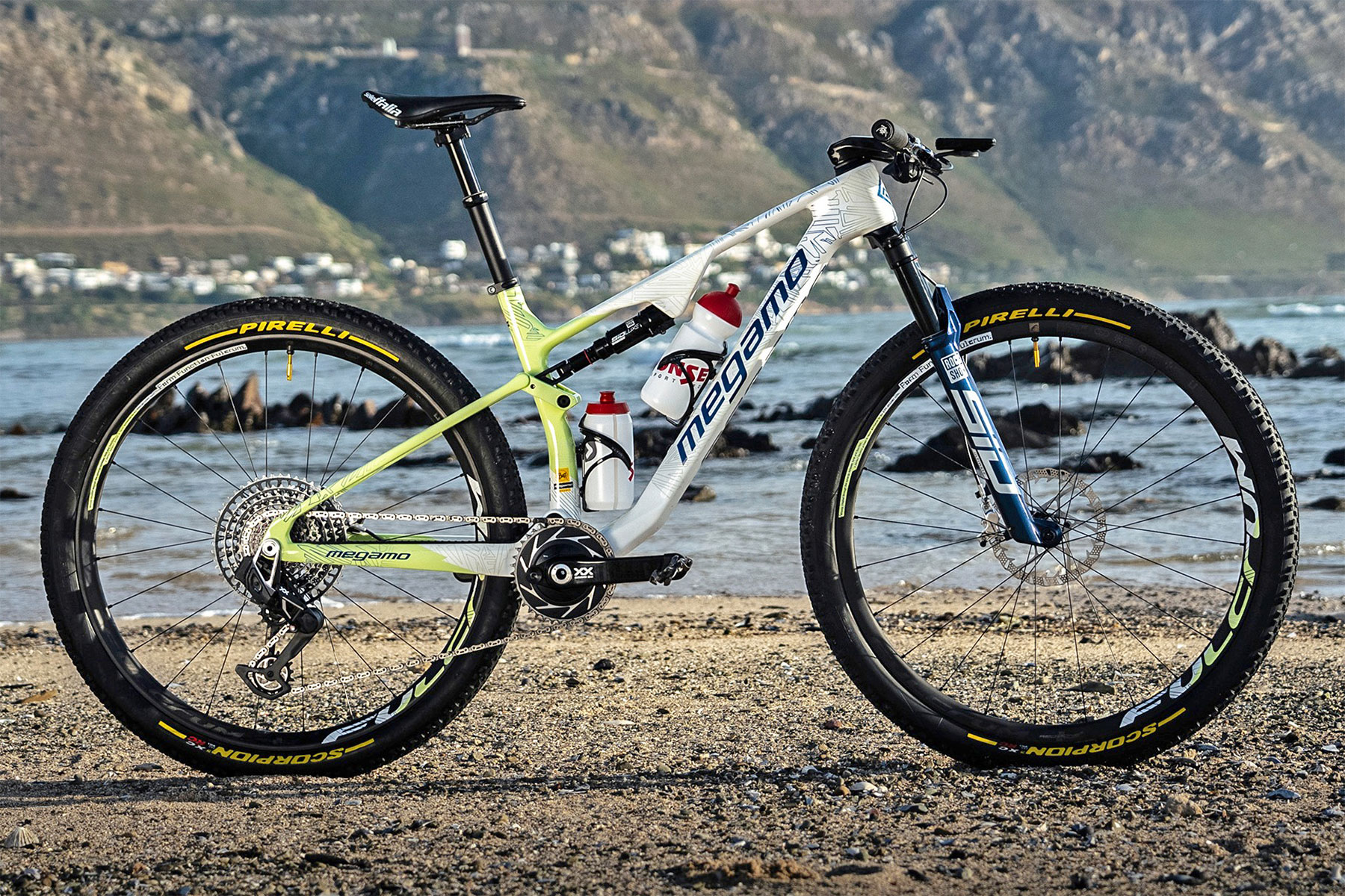 Megamo Track 120mm carbon XC Marathon mountain bike, Buff-Megamo Team Cape Epic Limited Edition replica