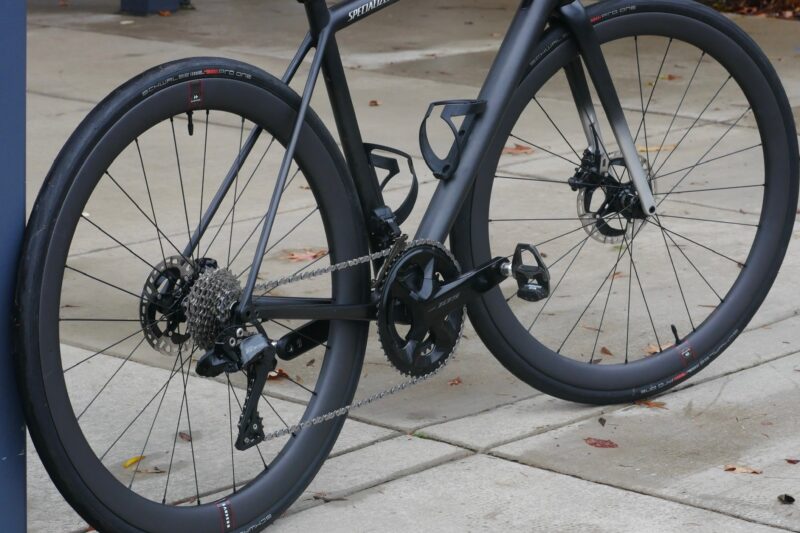 The Reserve 40|44 road wheels mounted on a Specialized Aethos for testing