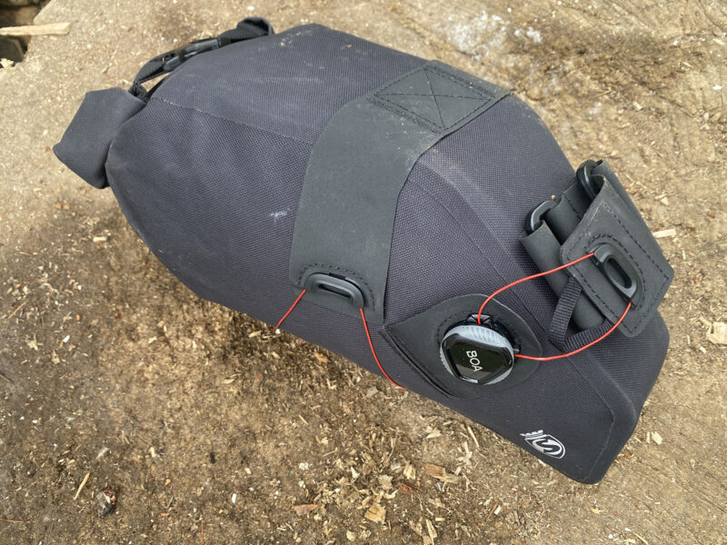 Silca Grinta bags, lightw & compact fast-packing bikepacking packs Review, saddlebag attachment detail