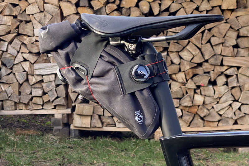 Silca Grinta bags, lightw & compact fast-packing bikepacking packs Review, saddlebag side