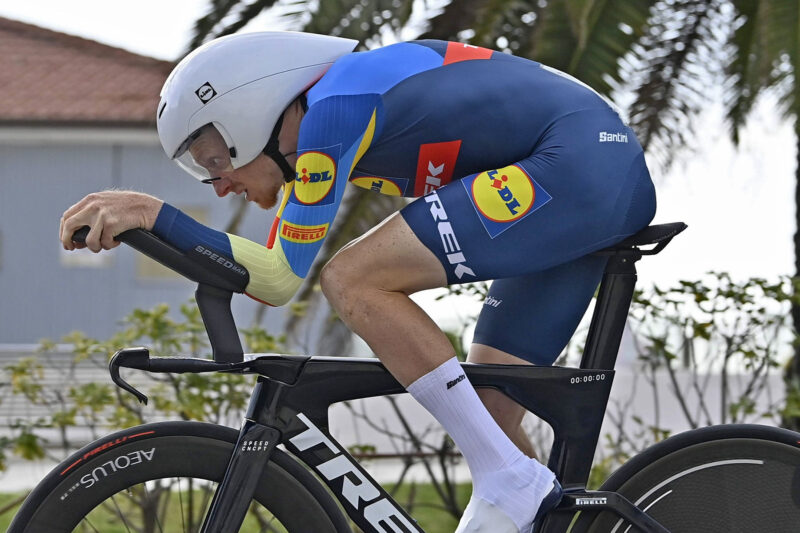 Trek, aero TT helmets spark UCI rules review at 2024 Tirreno Adriatico, photo by Tirreno Adriatico on X
