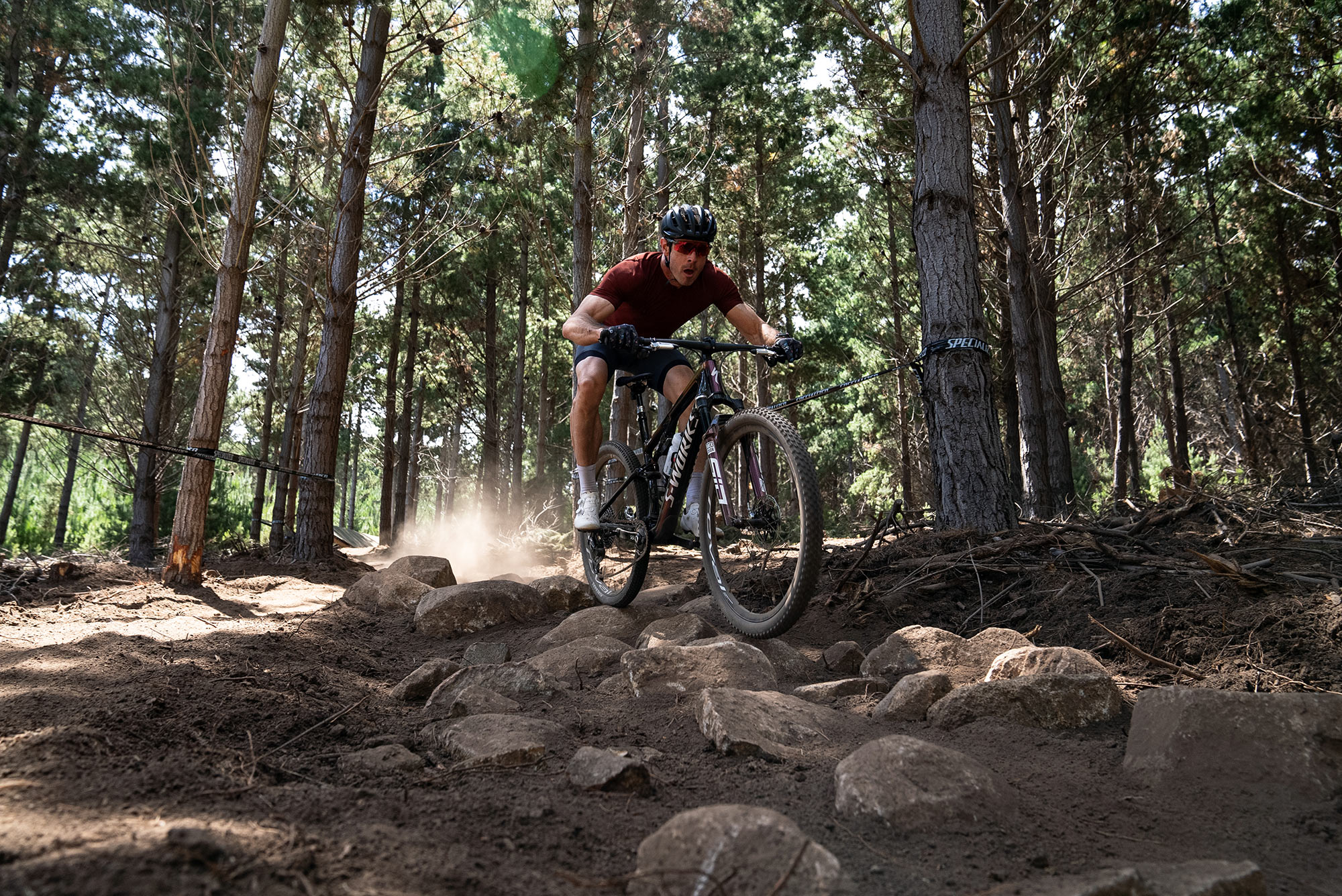 tyler riding the 2024 specialized epic 8 s-works over rocks