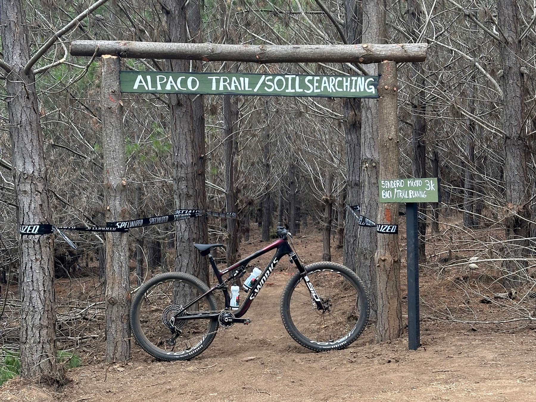 specialized epic 8 s-works xc mountain bike at the alpaco trailhead in chile