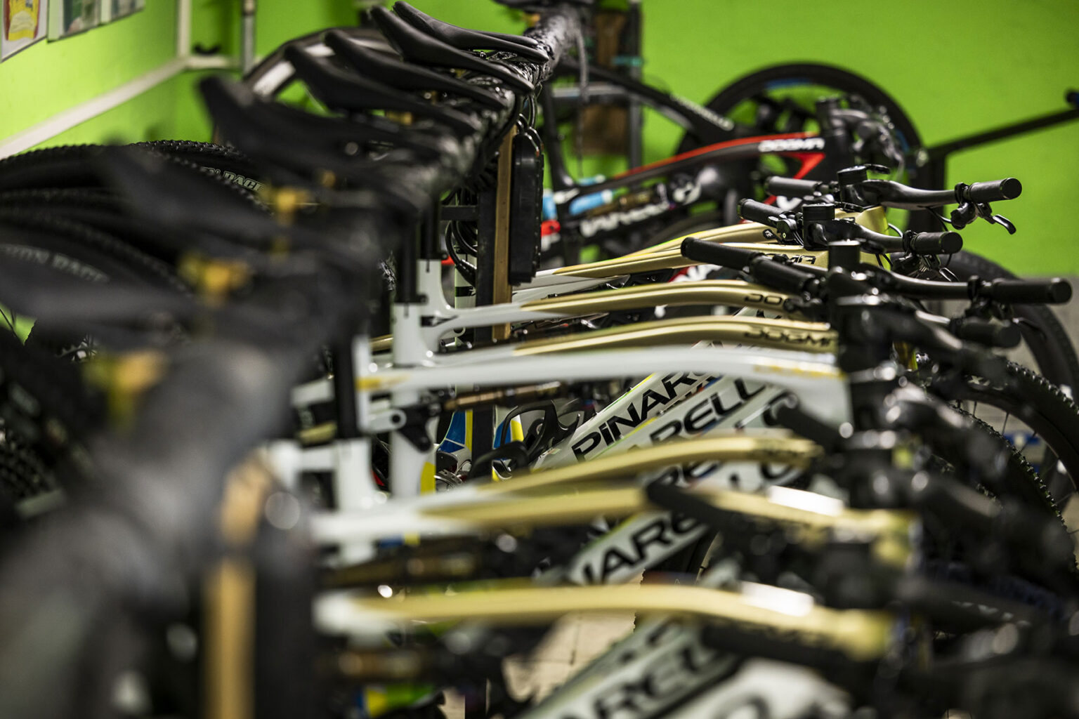 2024 Pinarello Dogma XC full-suspension & hardtail mountain bikes, rck of bikes on offer