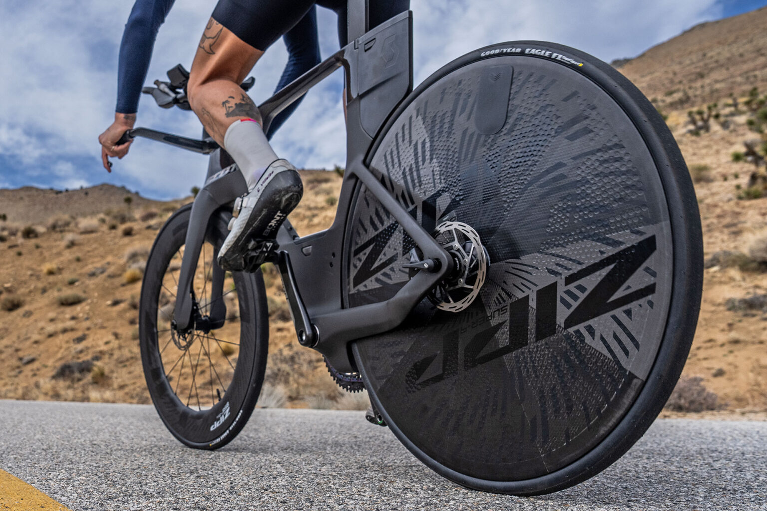 2024 Zipp Super-9 Disc wider hookless tubeless carbon TT Triathlon rear wheel, non-driveside