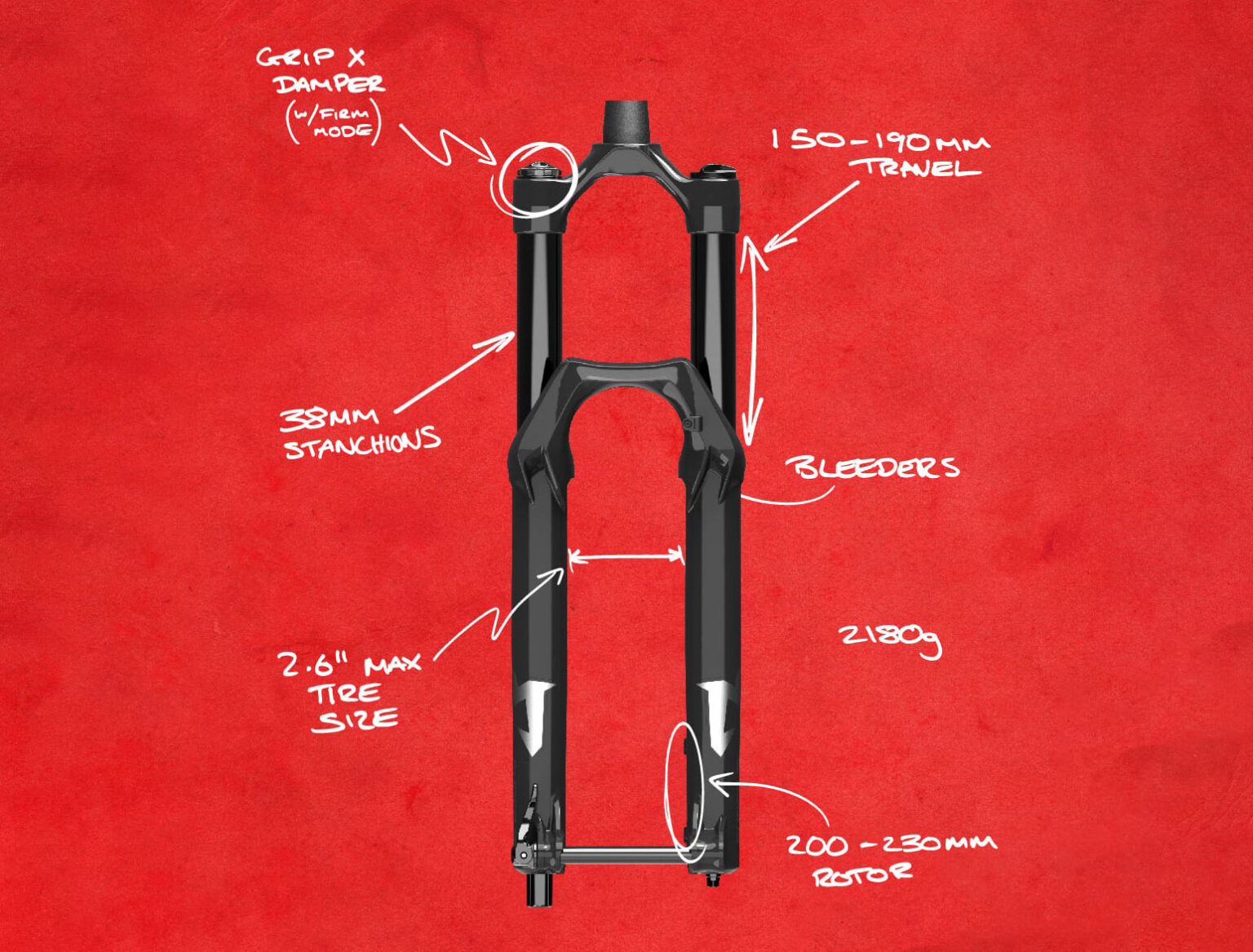 graphic with features of new marzocchi super z enduro fork