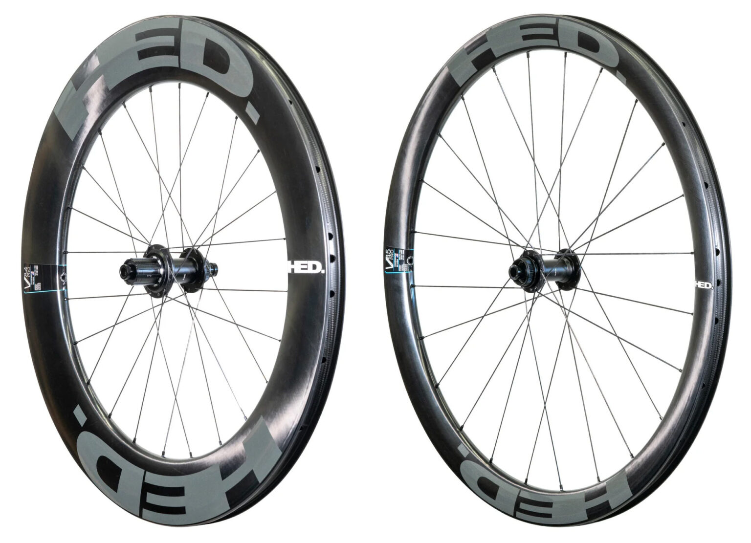 HED Vanquish Pro road bike wheels shown in different depths