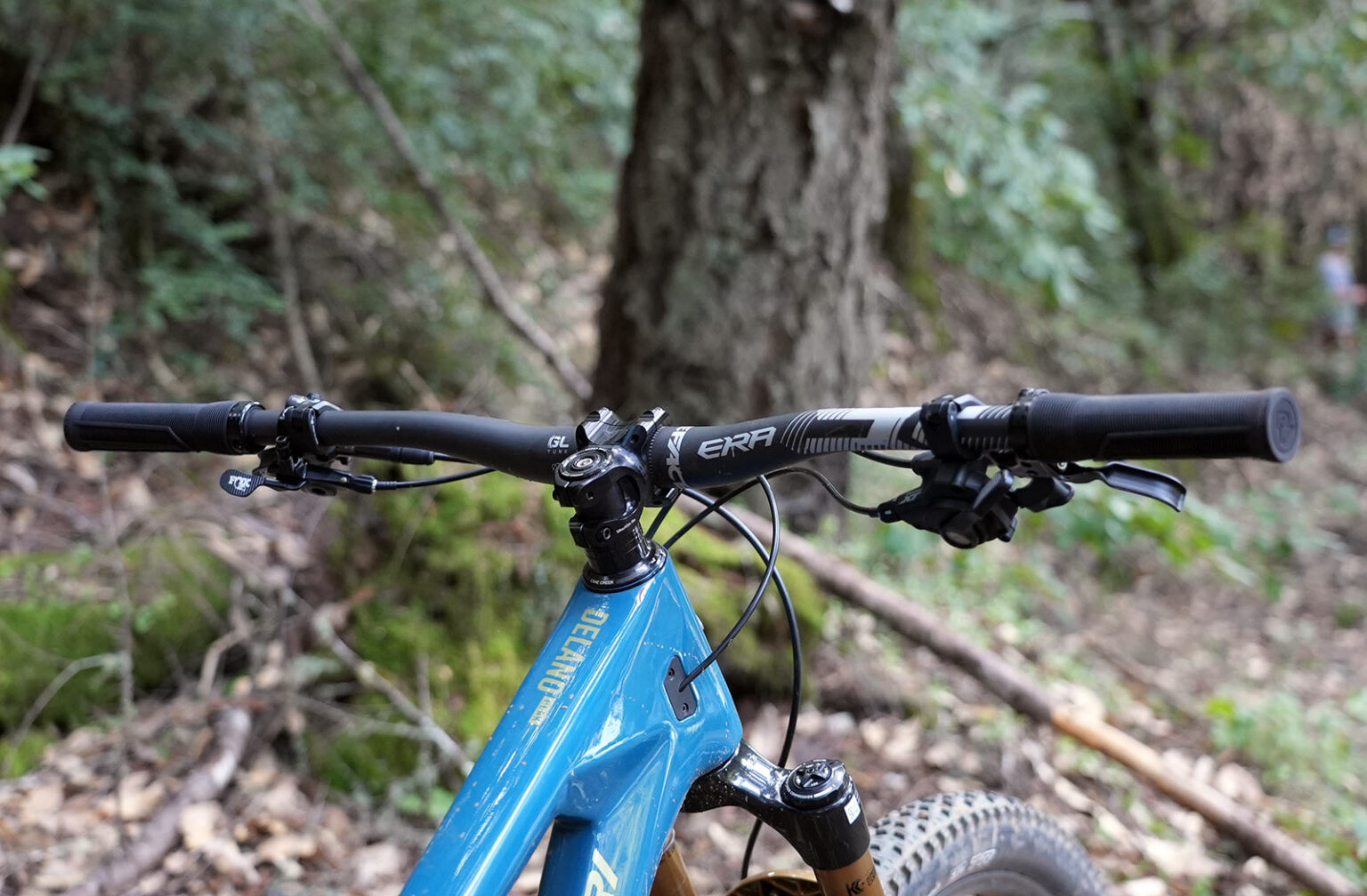 2025 race face era carbon mountain bike handlebar shown on a bike