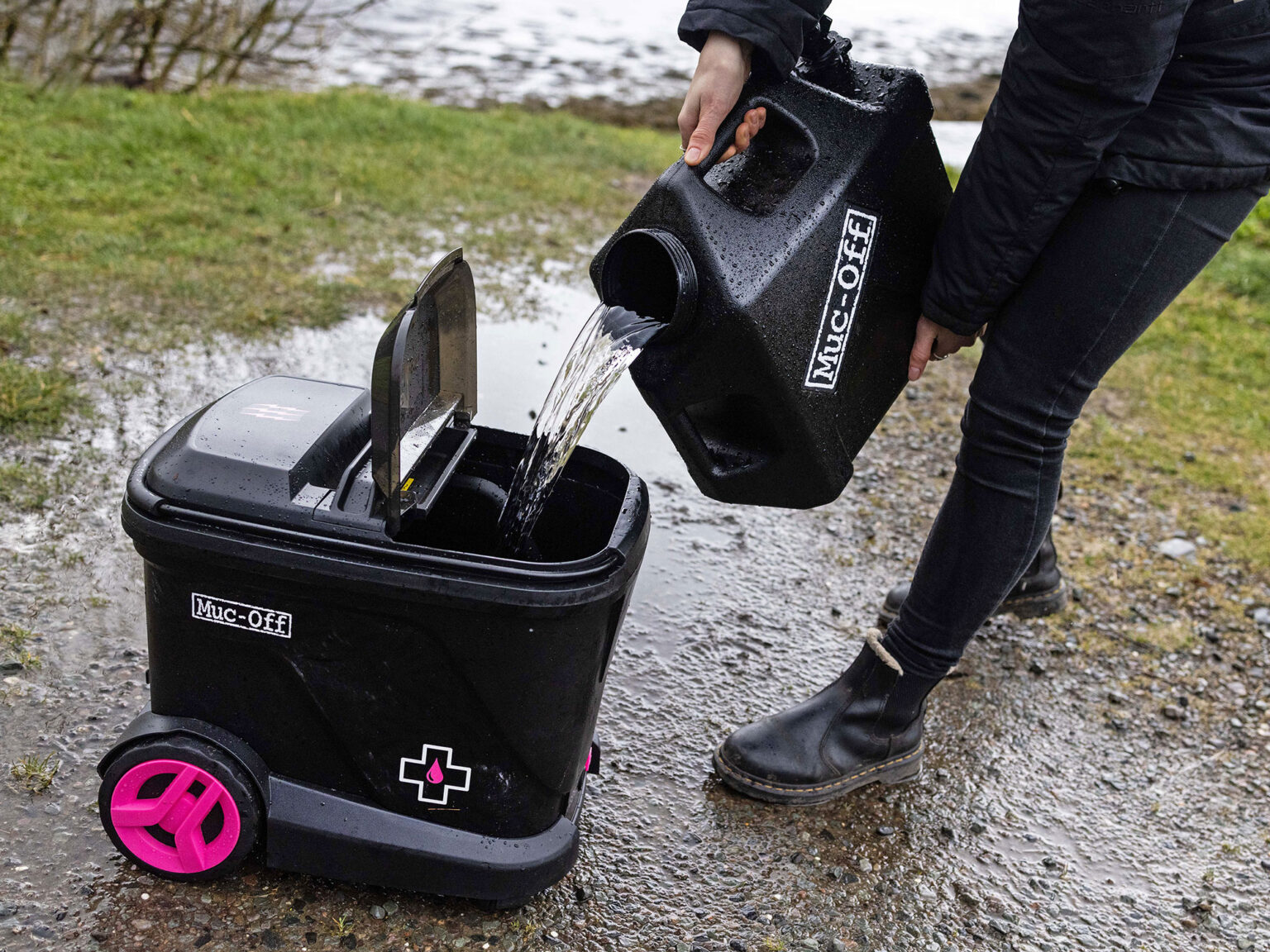Muc-Off portable rechargeable Mobile Bike Pressure Washer, optional extra 20L water tank