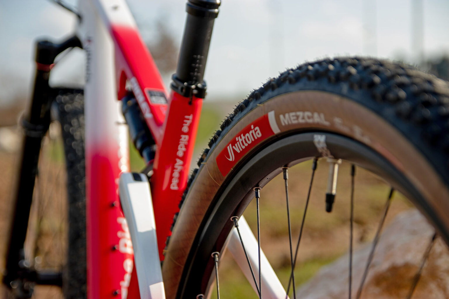 Vittoria Peyote and Mezcal XC Race updated lightweight wide cross-country racing mountain bike tires, on bike