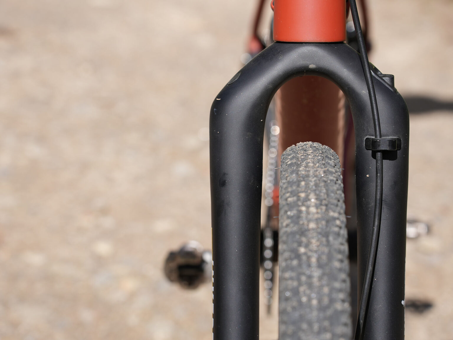 tire clearance shown on cane creek invert upside down gravel suspension fork