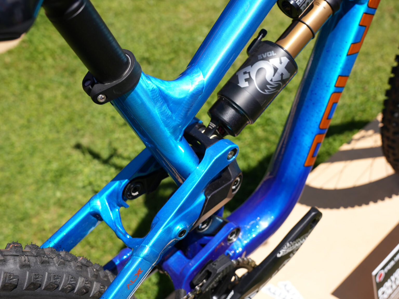 blue anodized polygon collosus DH9 alloy downhill mountain bike
