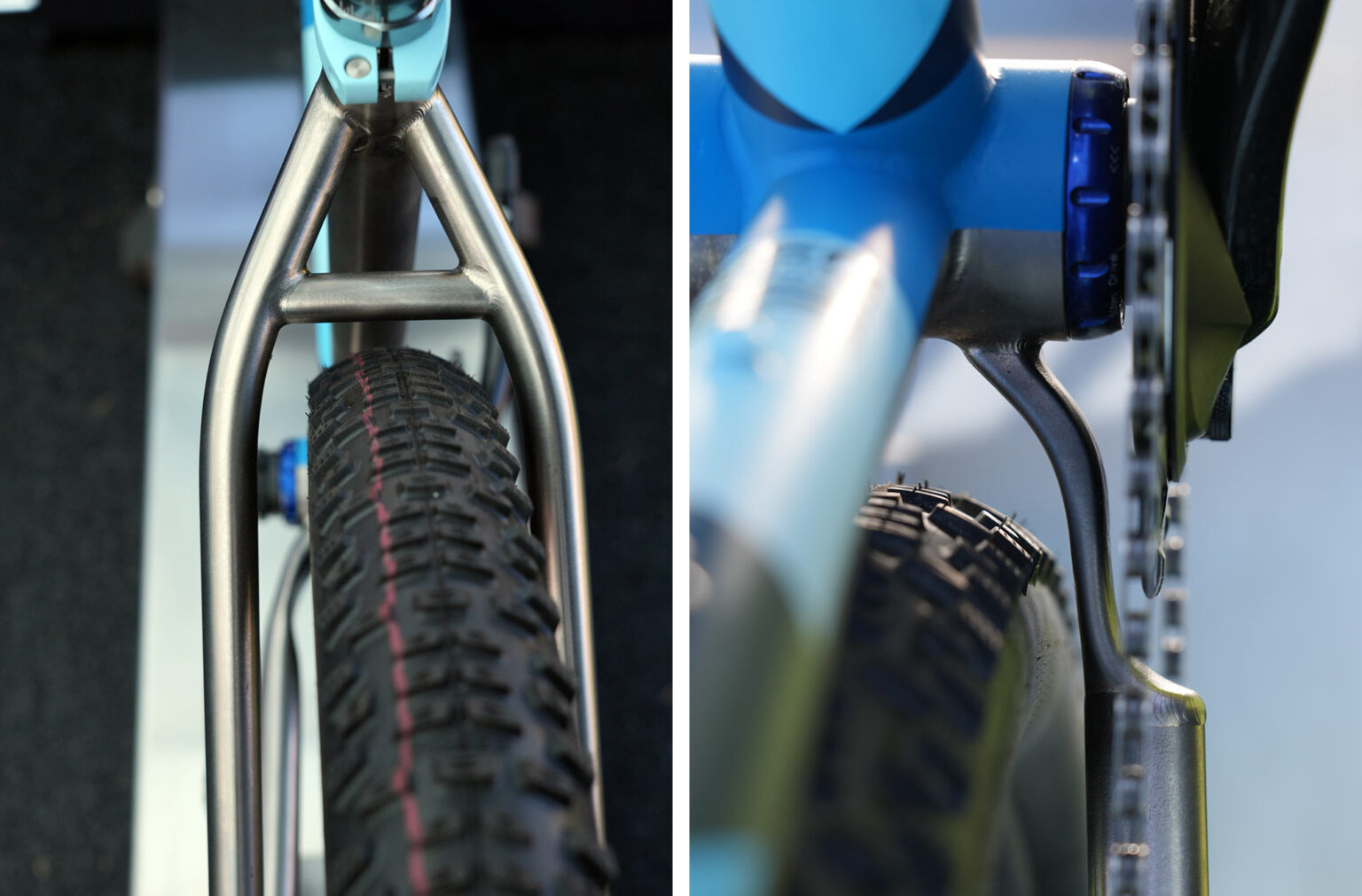 closeup details on the 2024 sage titanium optimator hardtail xc mountain bike
