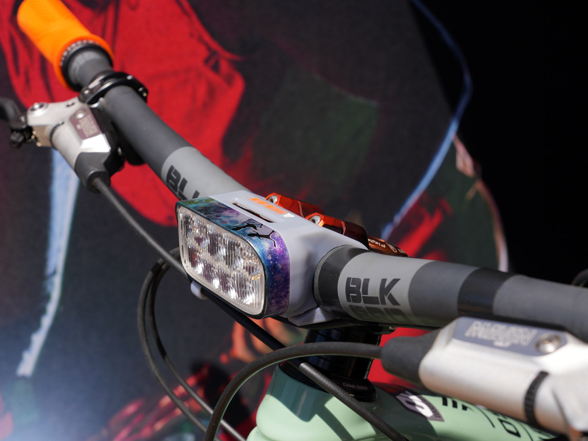 prototype e-bike headlight molded around stem faceplate