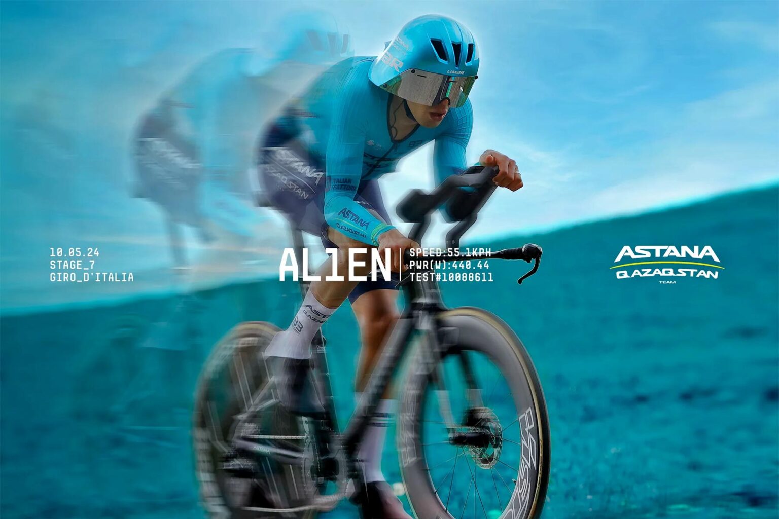 2024 Limar Alien wide aerodynamic time trial helmet, Astana-Qazaqstan teaser