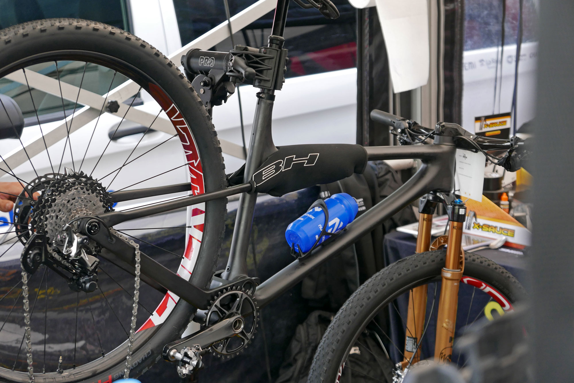 BH XC race carbon mountain bike prototype, likely Lynx Evo replacement in the pits at Nove Mesto World Cup,