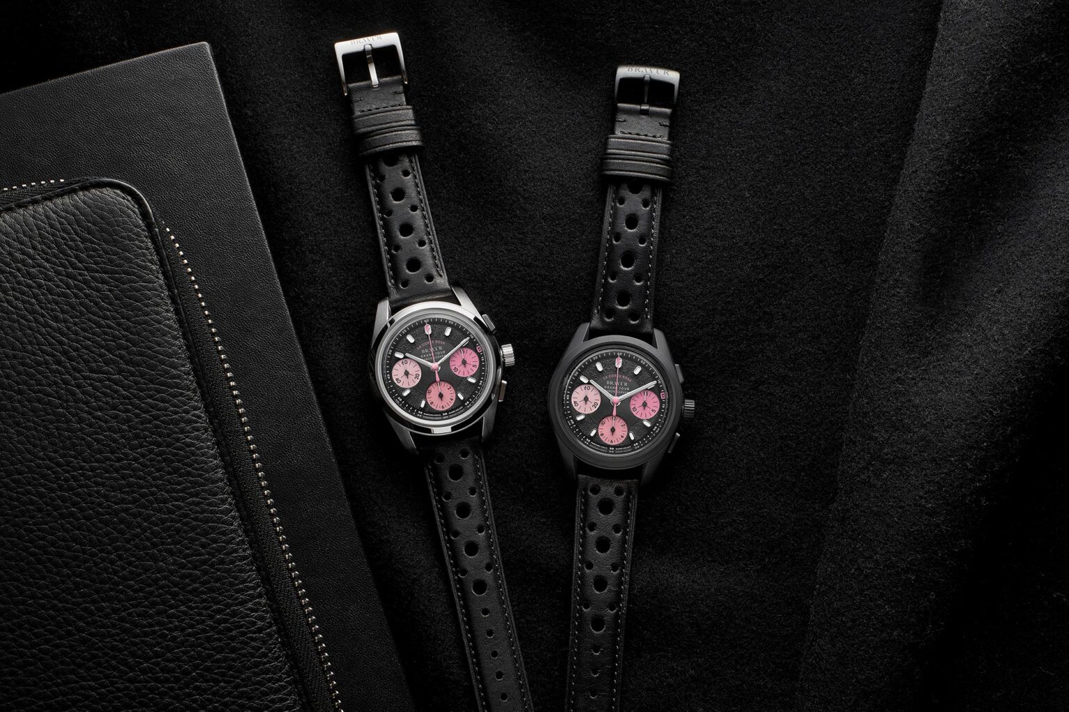 Bravur La Corsa Rosa IV luxury handmade mechanical chronograph watch celebrates Giro d'Italia, pair