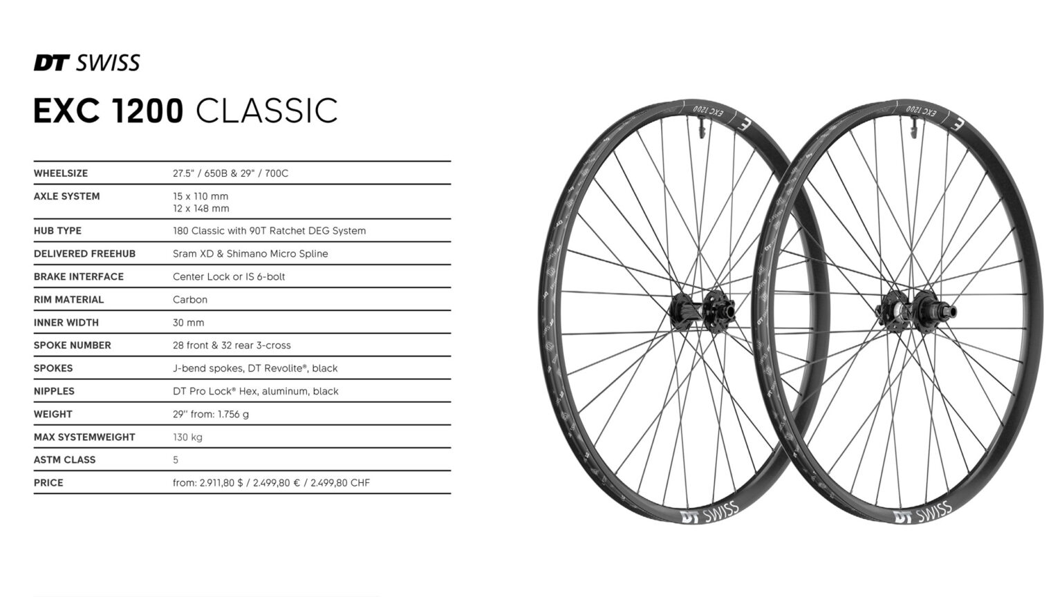DT Swiss 1200 series all-new lightweight carbon mountain bike wheels, EXC enduro