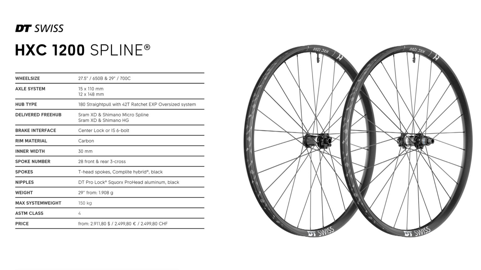 DT Swiss 1200 series all-new lightweight carbon mountain bike wheels, HXC eMTB light ebike