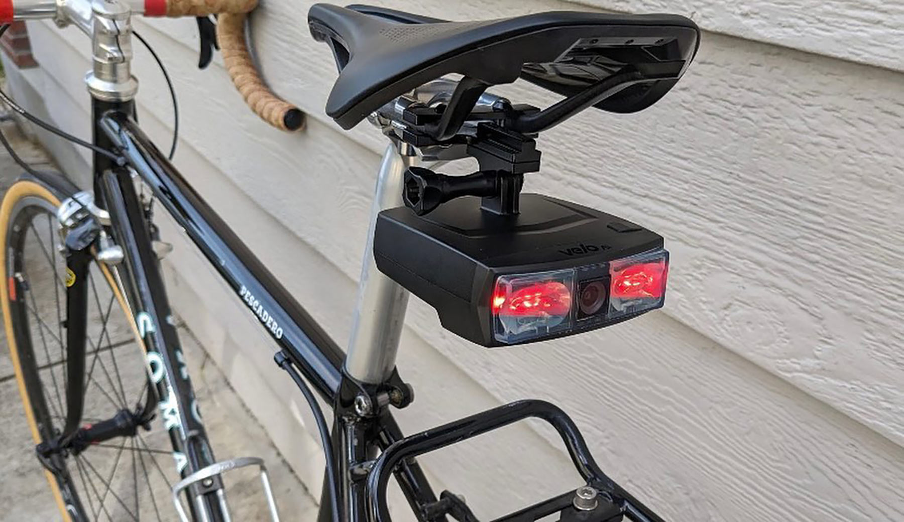 velo ai bike taillight shown on a commuter bike