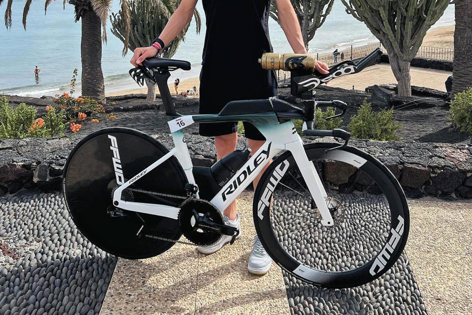 FFWD Falcon Disc TT Tri wheel, triathlete Kenneth Vandendriessche 2024 IronMan Lanzarote triathlon win, bike detail