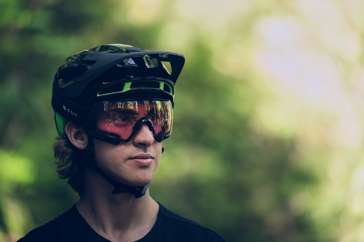Fox Purevue trail goggles, on rider