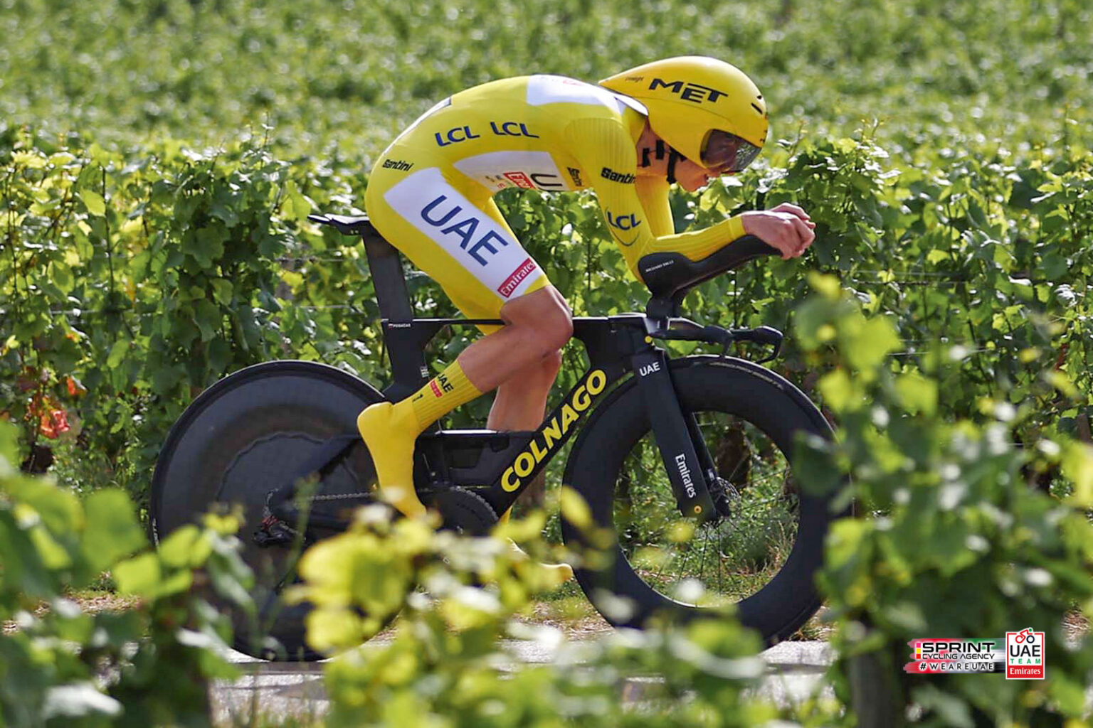 Tadej Pogačar's tricked-out 2024 Tour de France winning Colnago TT1 time trial bike, photo by SprintCyclingAgency