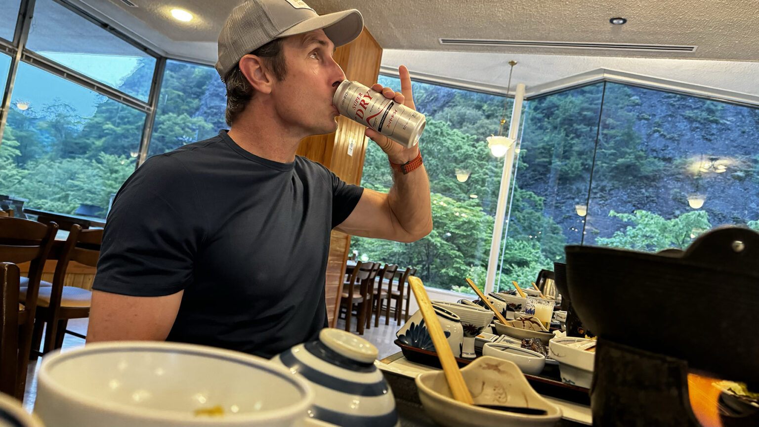 tyler drinking a japanese beer.