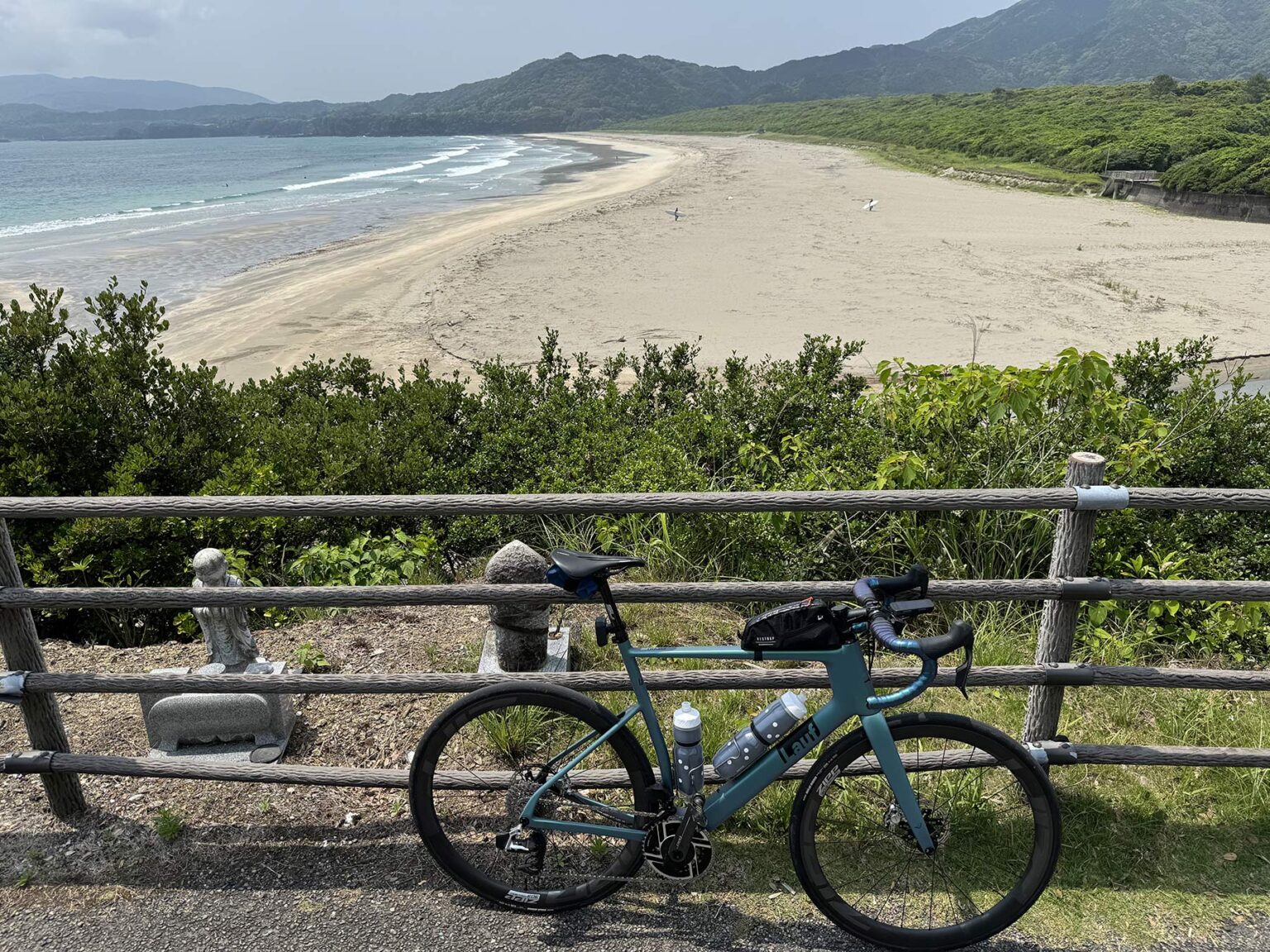 a bike by the beach.