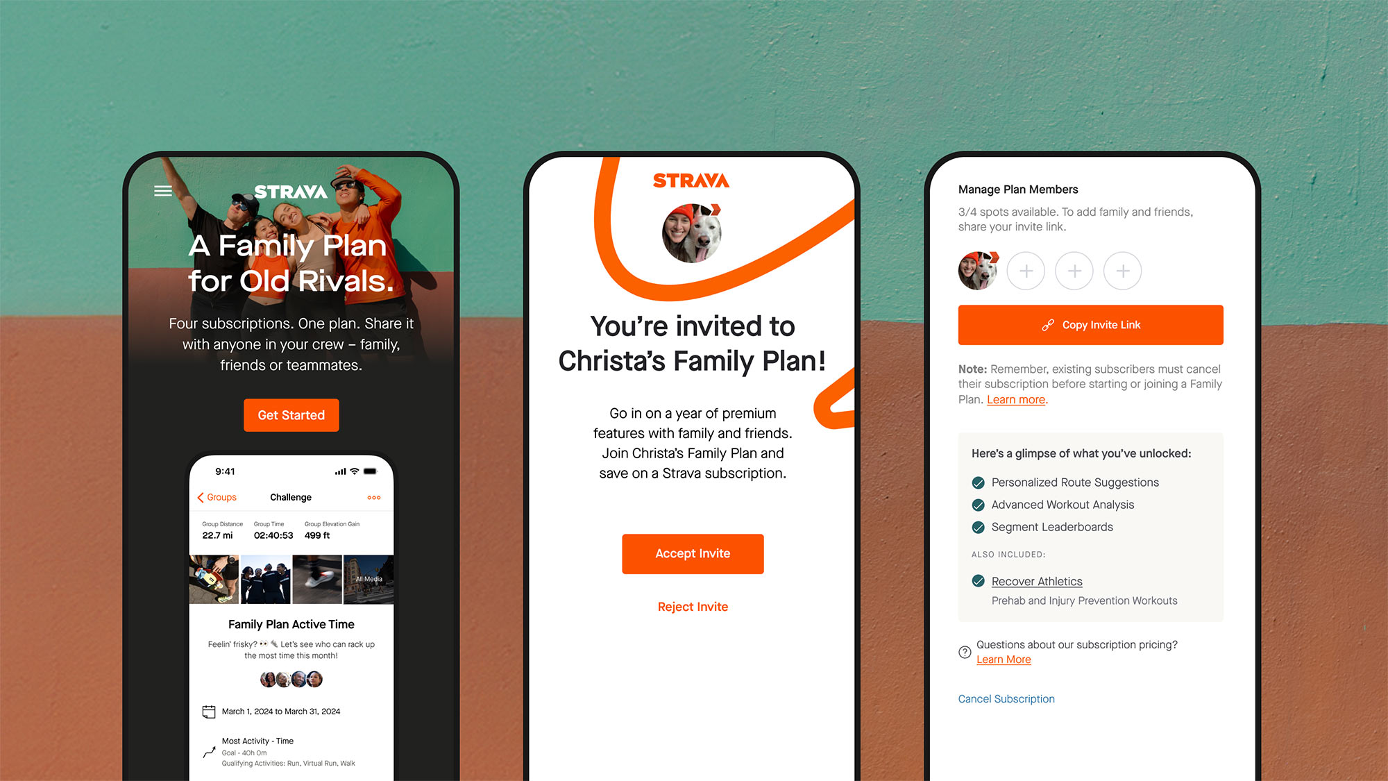 strava family plan screenshots.