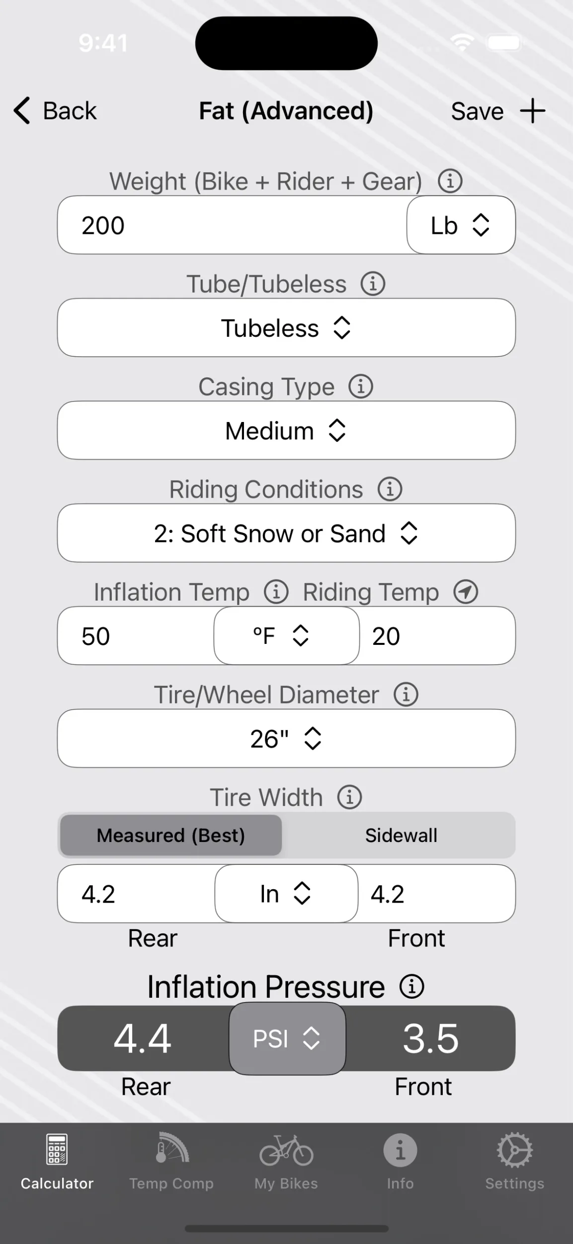 Wolf Tooth Components tire pressure calculator