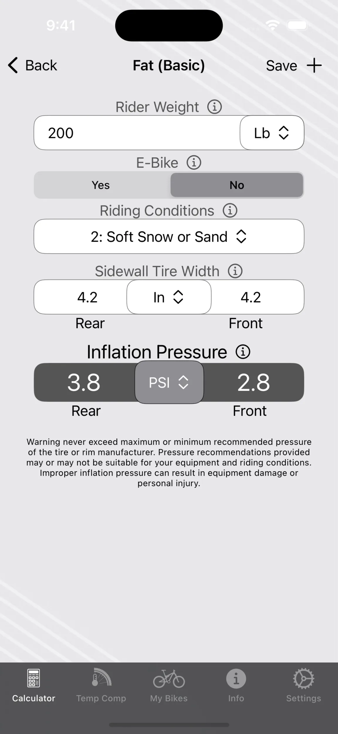 Wolf Tooth Components tire pressure calculator