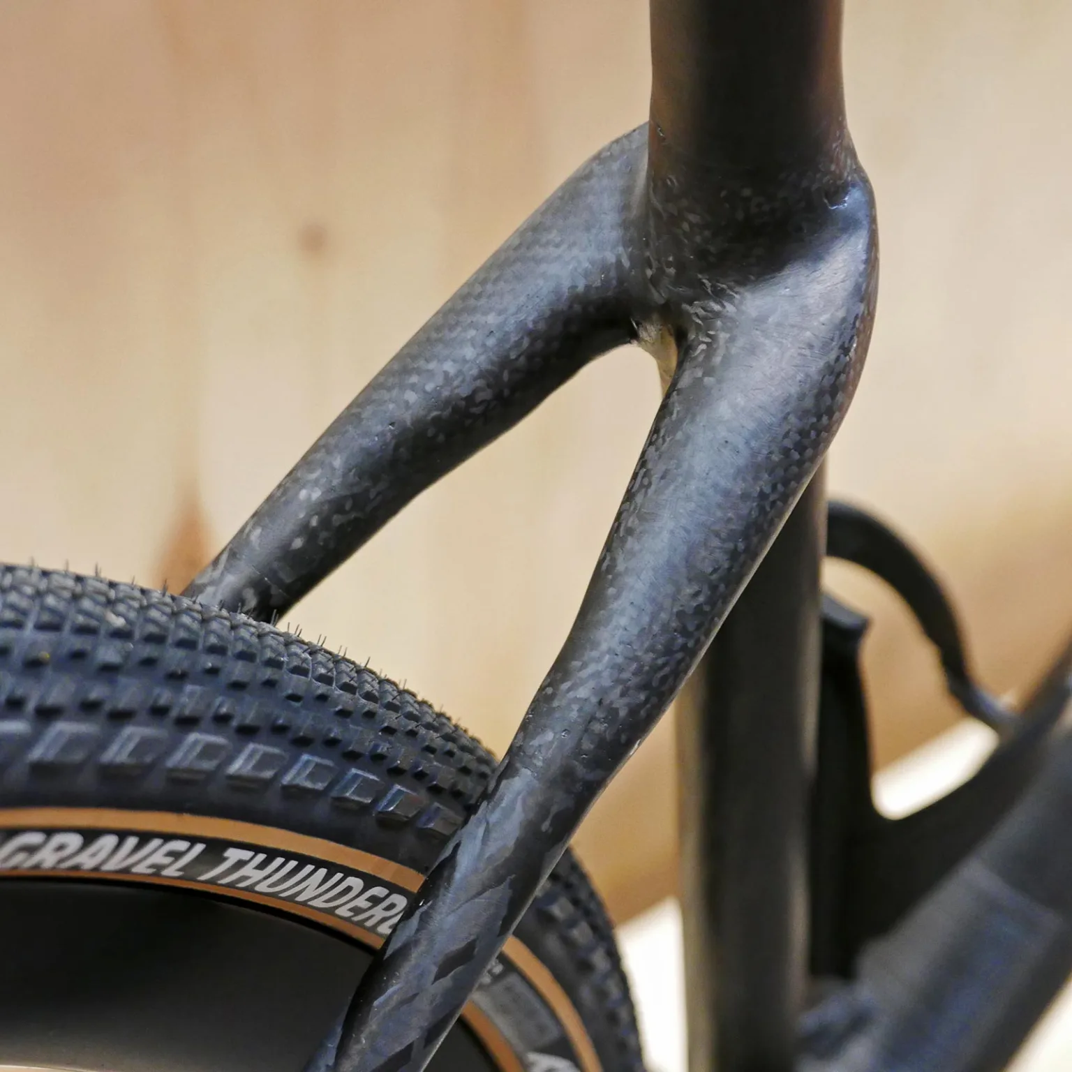 CDuro Gravel bike prototype, robot-wound carbon fiber bike Czech-made, seatstay detail