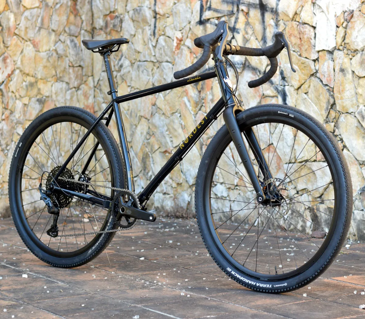 Nordest Super Albarda 3 MTB-inspired steel gravel bike, angled