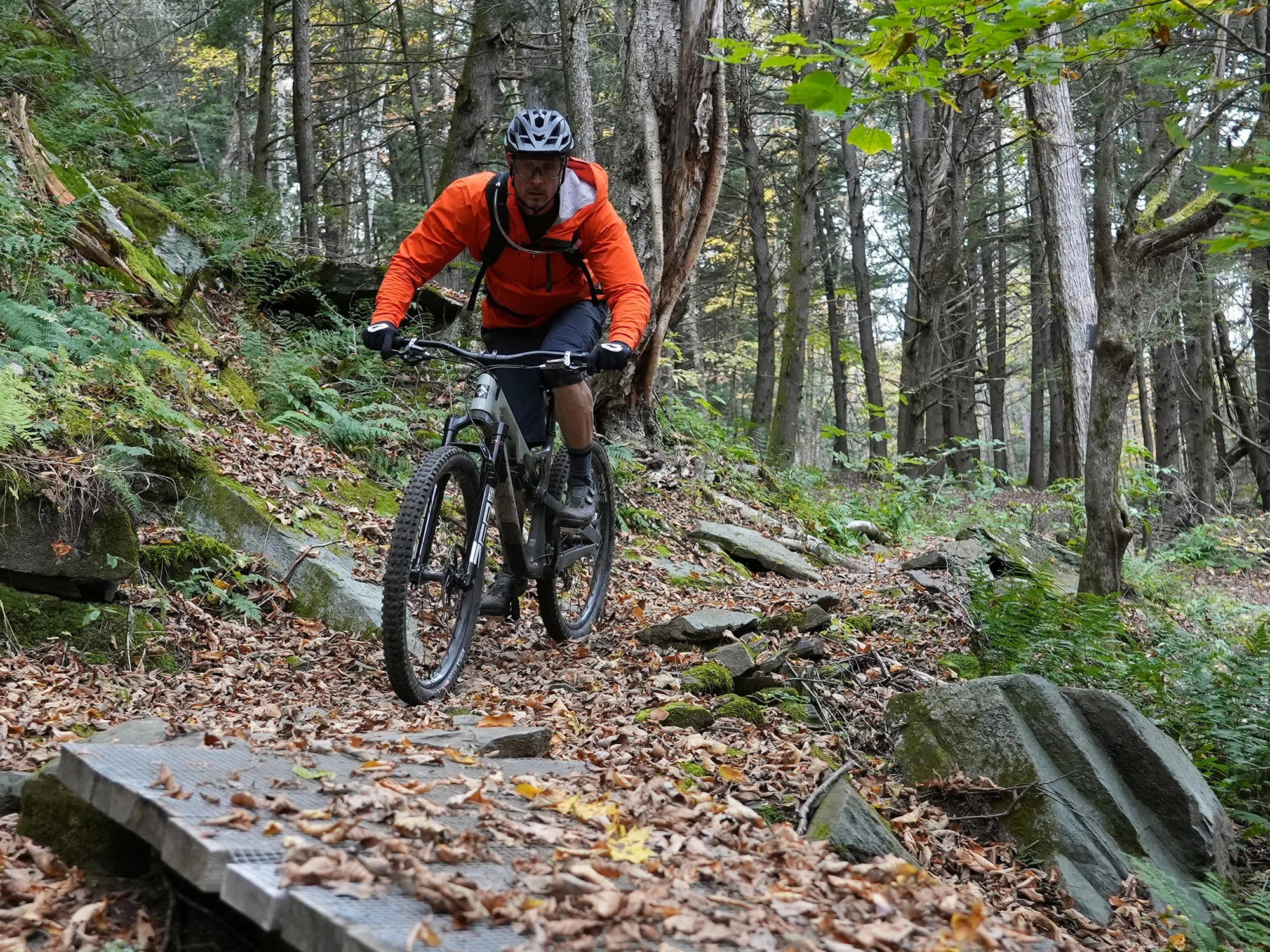 mountain biker riding one up cockpit components.