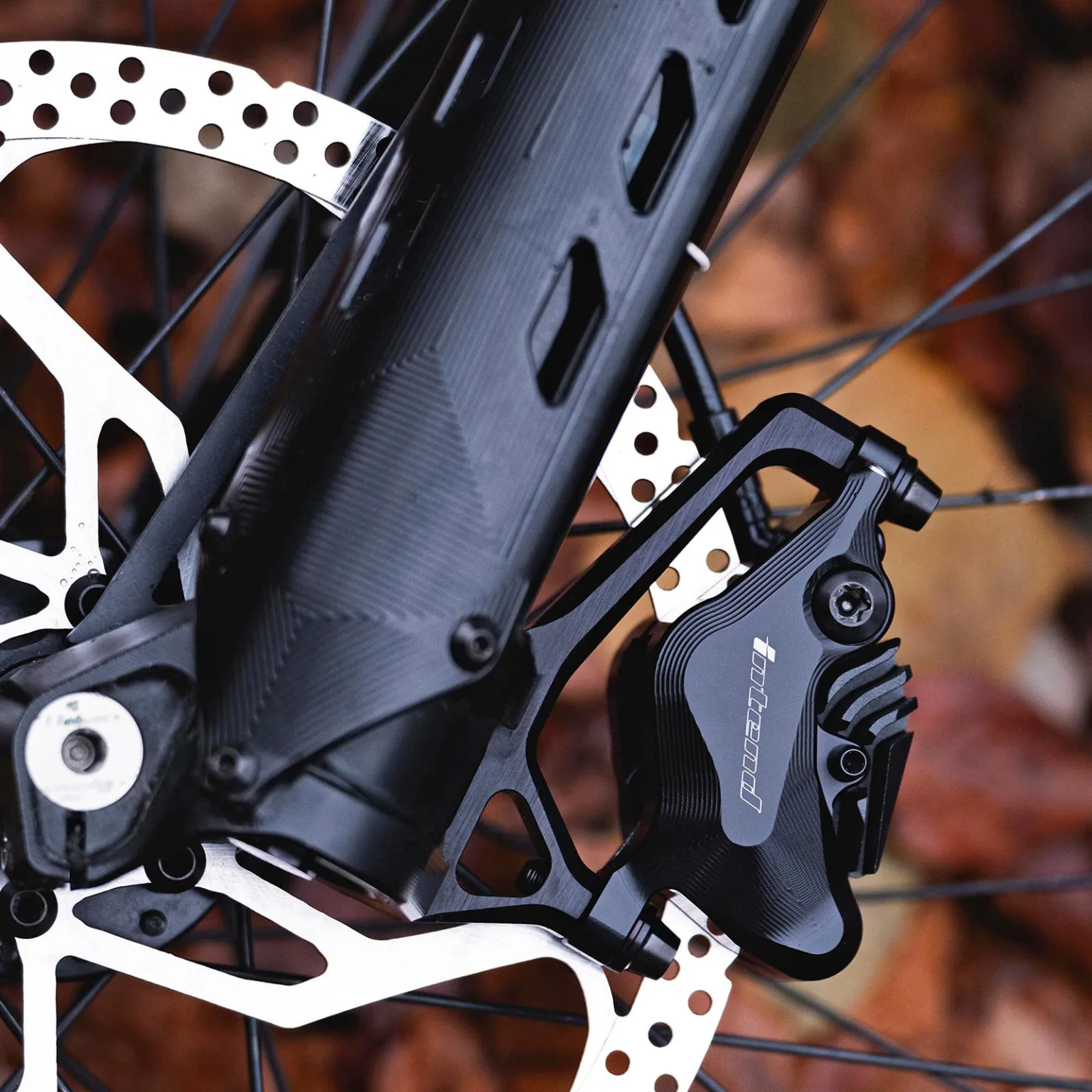 Intend TriniTi ultra-limited edition black titanium Trinity mountain bike brakes, Today Only for Black Friday, DH front caliper on fork