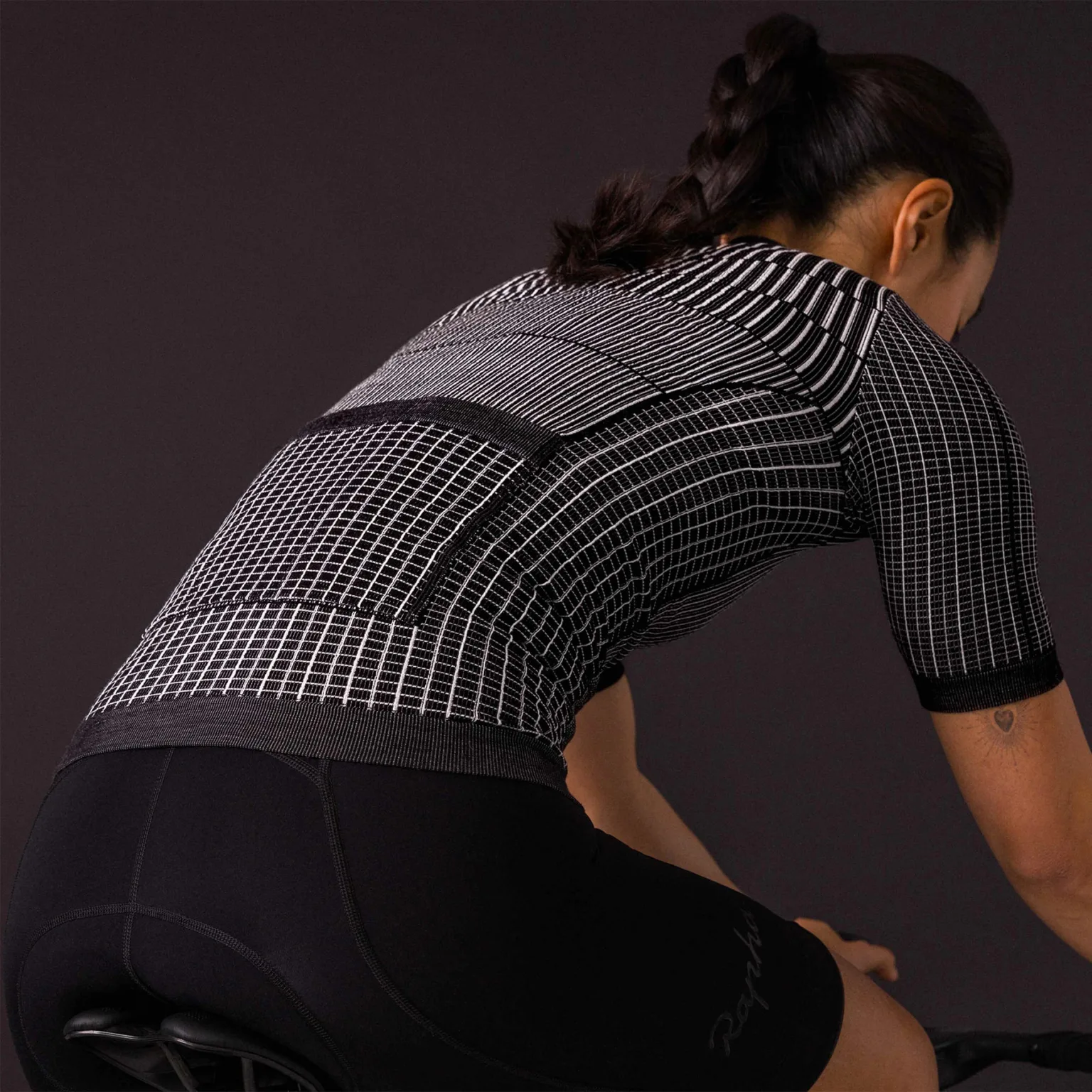 Rapha new Classic Seamless Knit Jersey reinvented merino sportwool road bike cycling kit, rear on bike