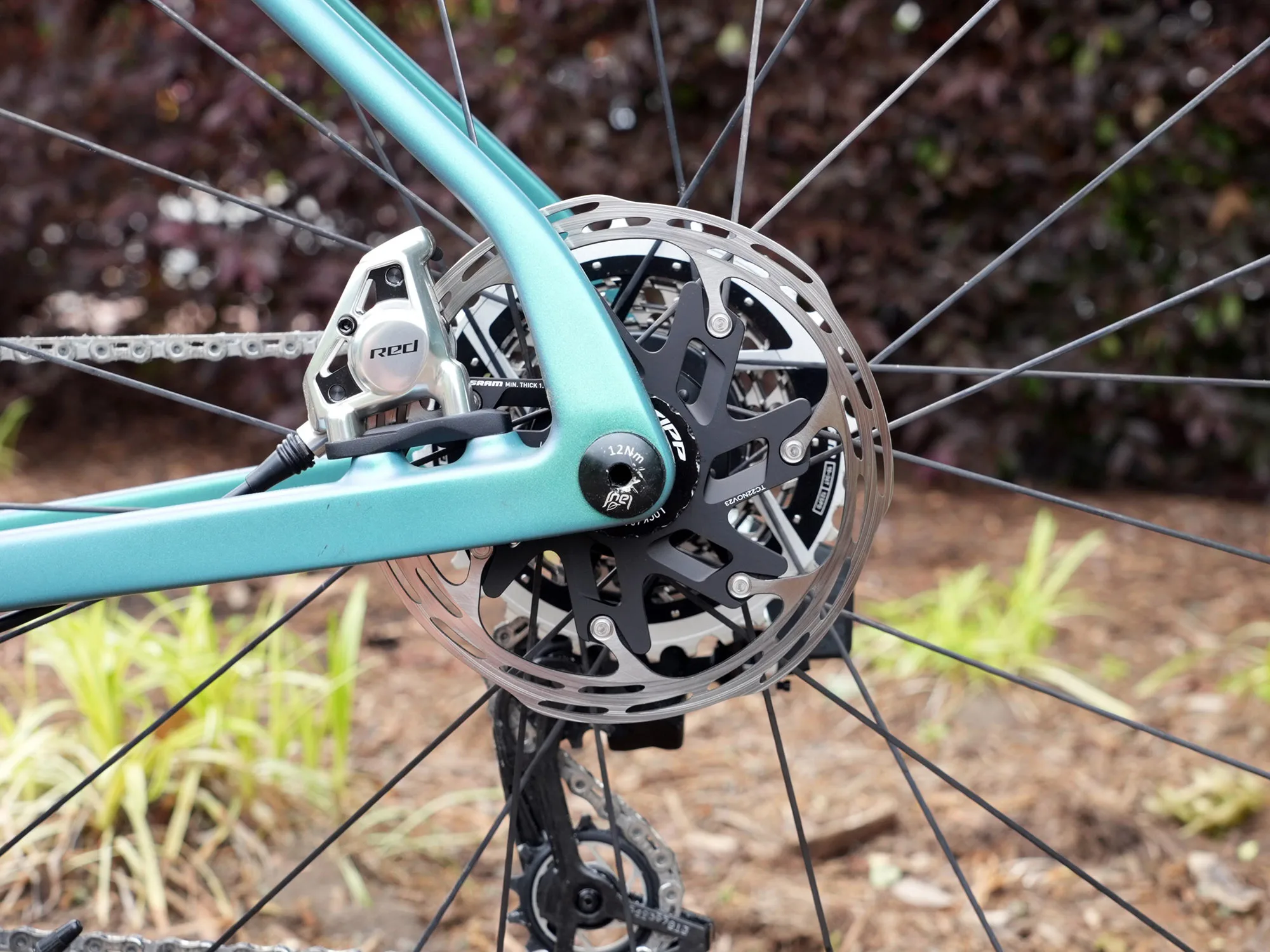 closeup details on new sram red axs E1 components.