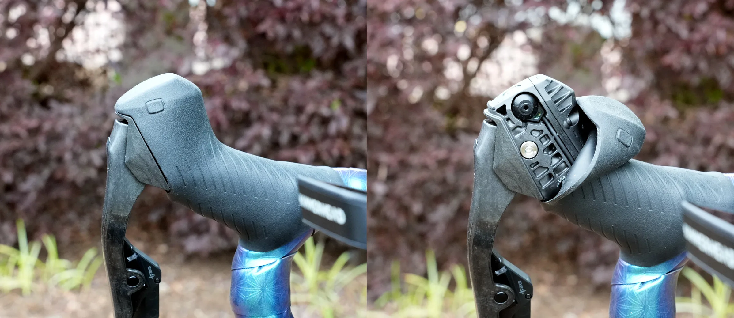 closeup details on new sram red axs E1 components.