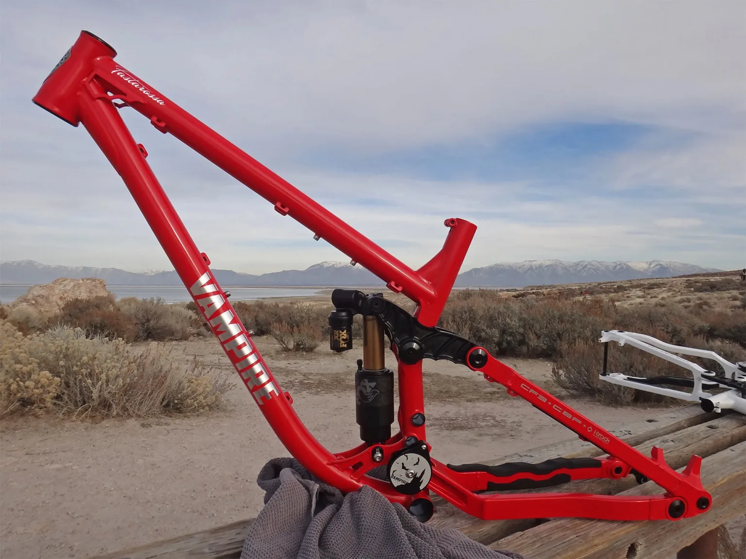 Vampire Fastarossa DH bike low mid high pivot adjustable CF3 suspension, red