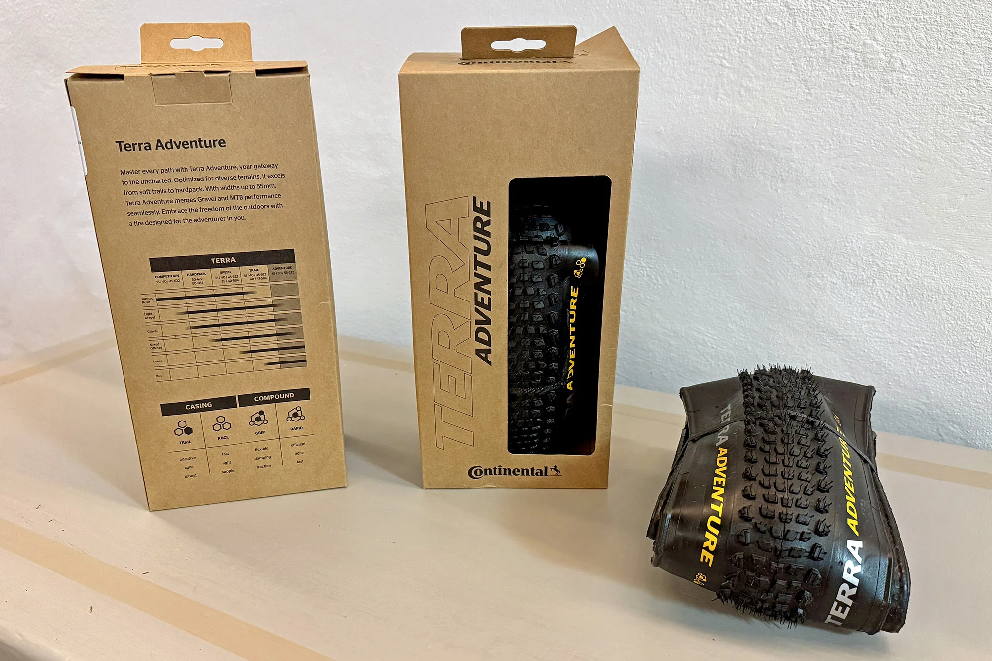 Continental Terra Adventure all-new aggressive gravel bike race tire review, packaging