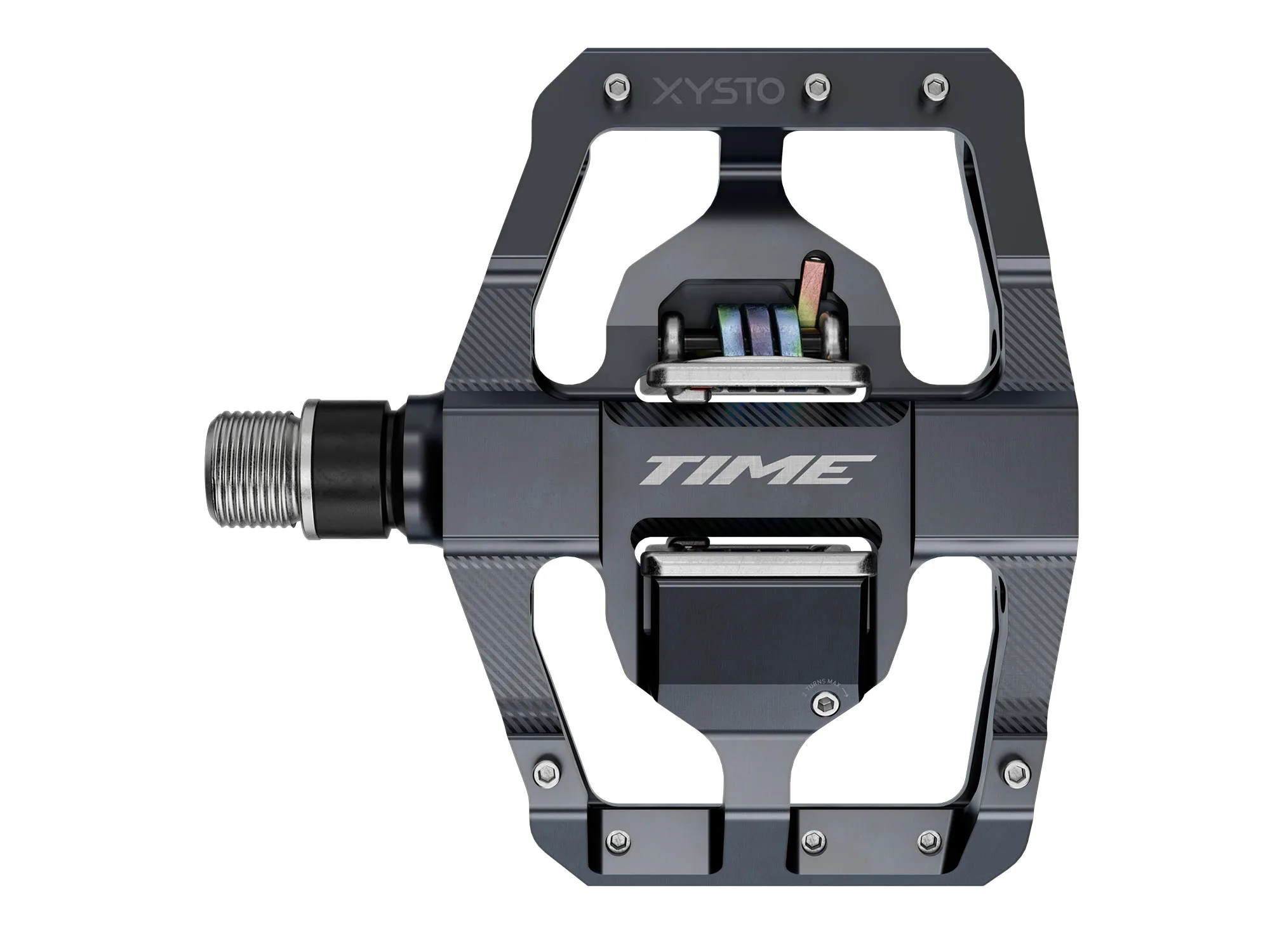 Time Xysto large platform clipless mountain bike pedals, top view