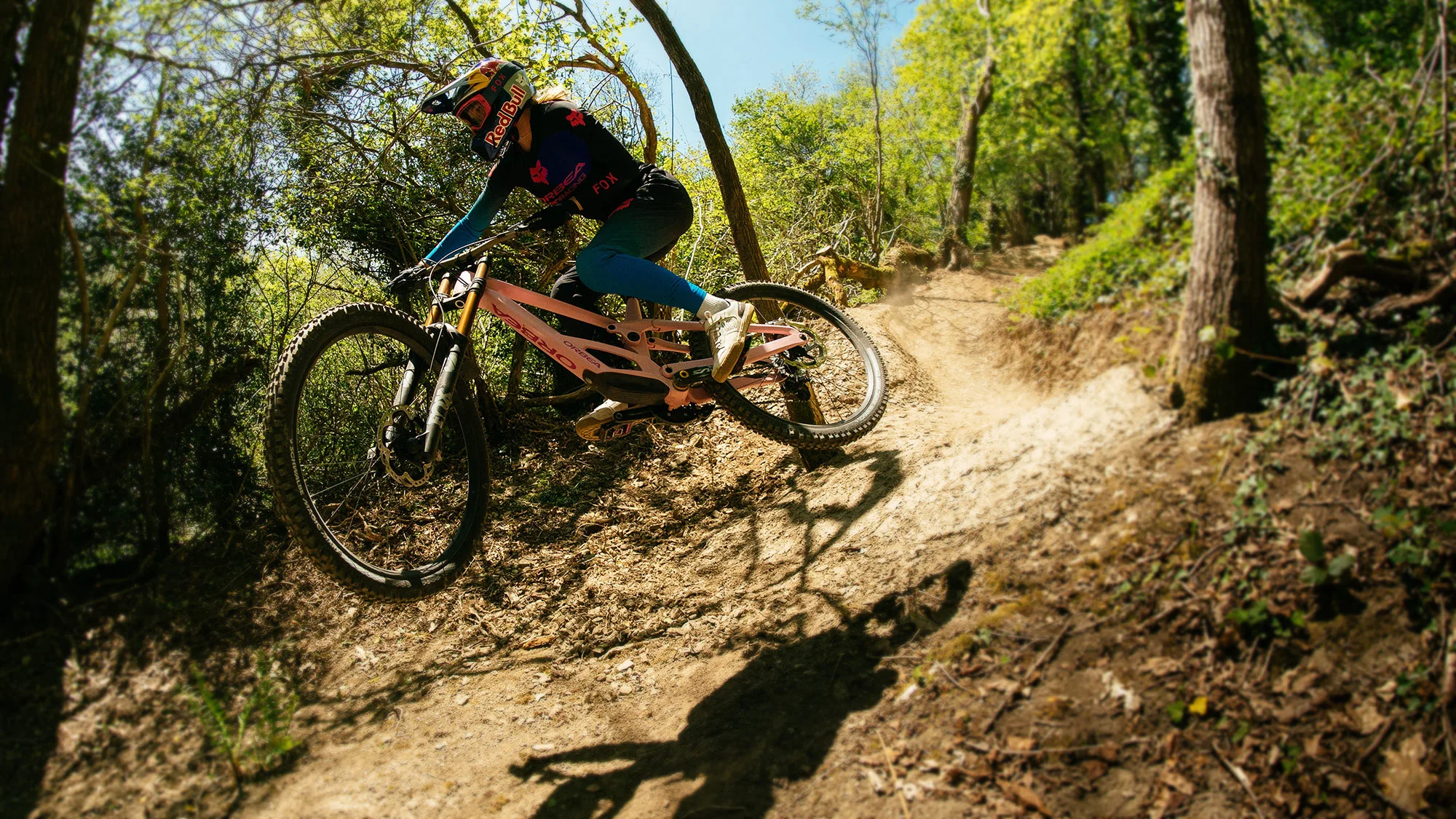 2025 Orbea Rallon DH carbon downhill bike and enduro transformer, Seagrave riding somewhere dry
