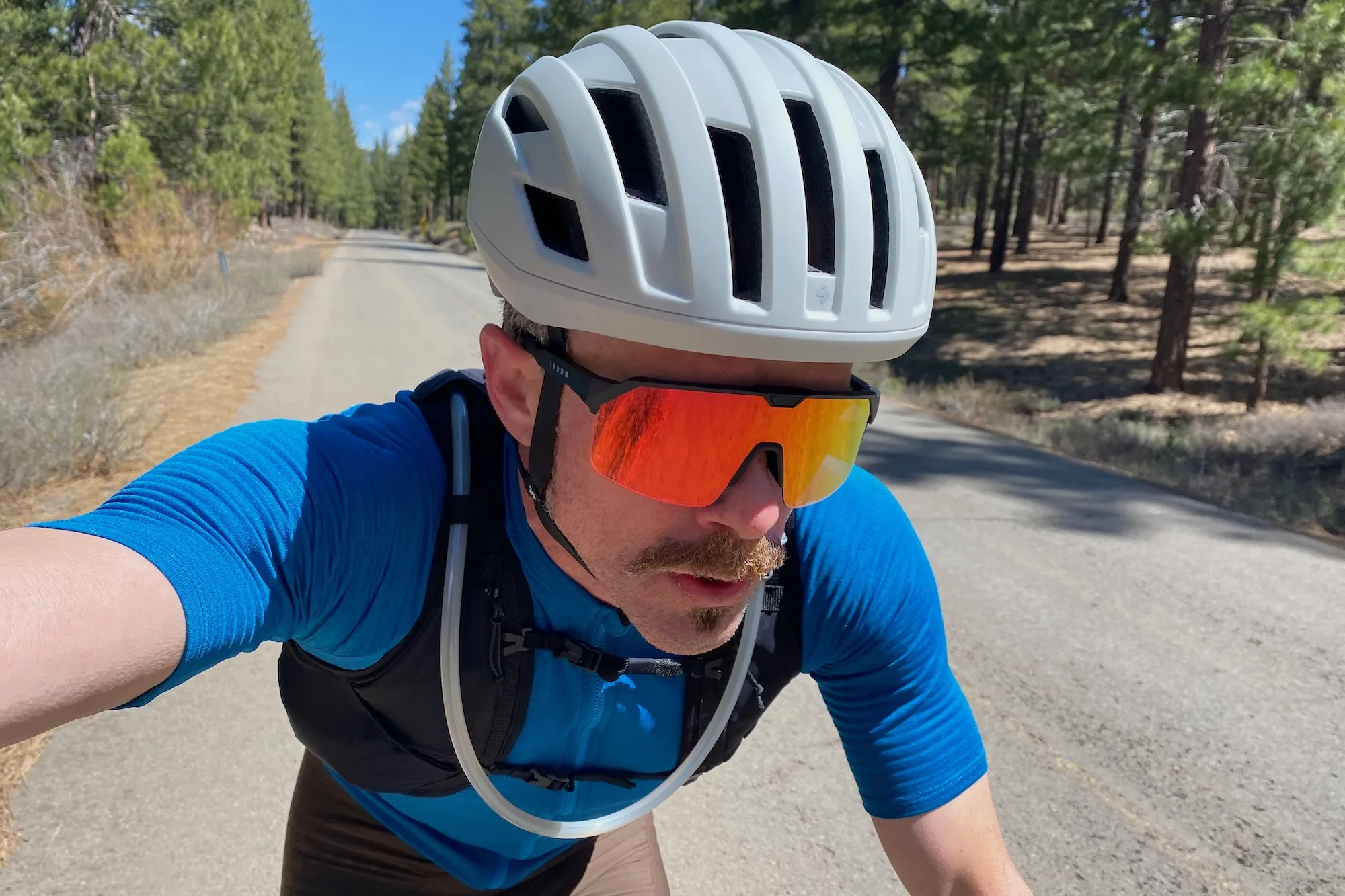 Riding with the Chamelo Shield sunglasses