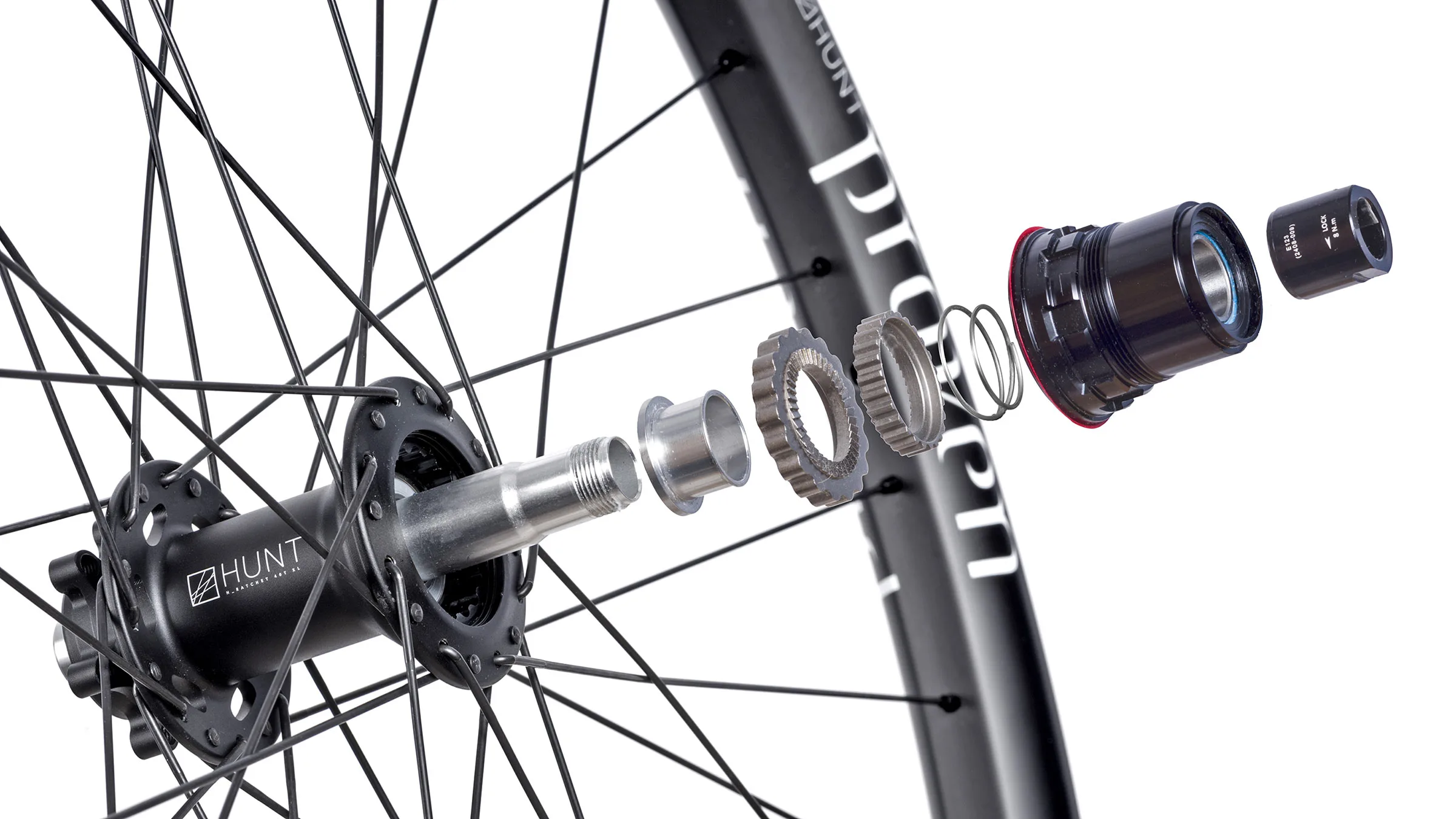 Hunt Proven Carbon Enduro H-Core strongest mountain bike wheels, H_Ratchet XL 40T 9° hube