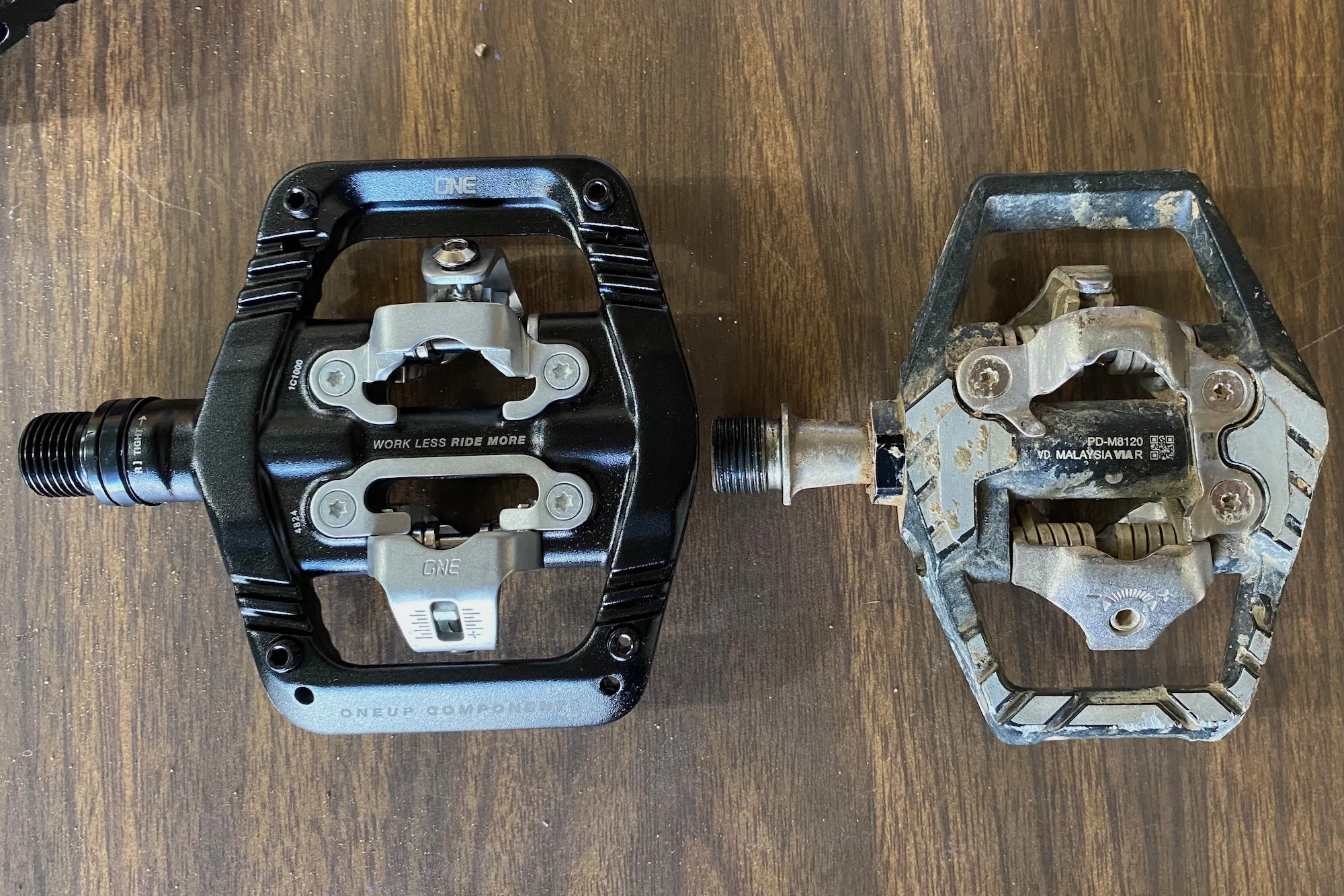 Comparing the platform dimensions of the OneUp Clip to the Shimano XT Trail pedals
