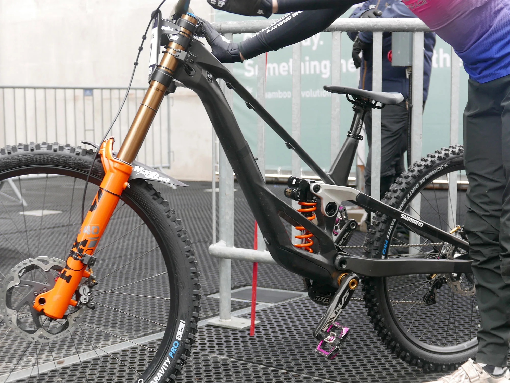 Orbea Rallon DH carbon downhill bike, unreleased prototype raced at Bielsko-Biała UCI World Cup, Seagrave's frame up-close